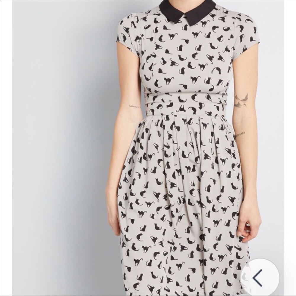 ModCloth Cat Print Dress XS